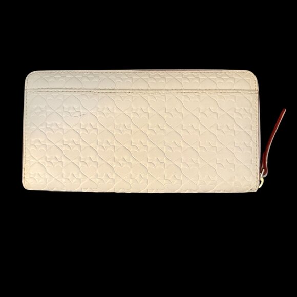 Kate Spade Penn Place Embossed Neda Leather Zip Around Wallet Cream Money Holder - Picture 2 of 13